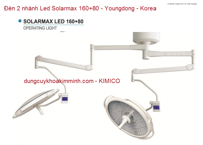 Đèn y tế phẩu thuật 2 nhánh Led Solarmax 160+80