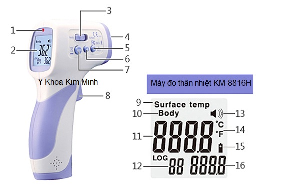 Nhập khẩu bán máy đo thân nhiệt hồng ngoại KM-8816H Y Khoa Kim Minh