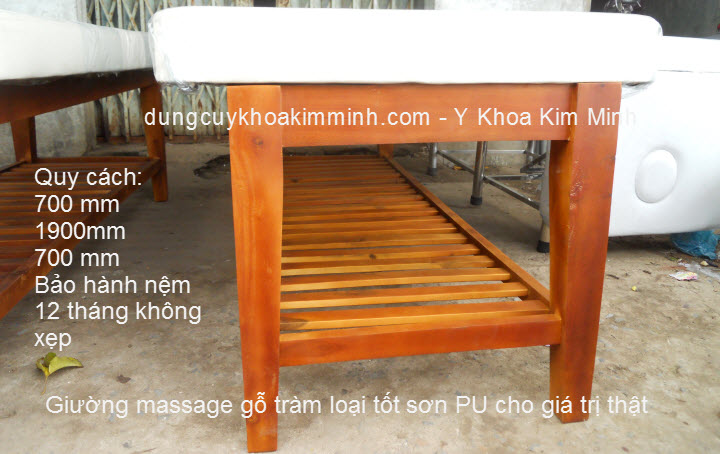 Giường matxa gỗ tràm kích thước 700x1900x700mm không xẹp Kim Minh