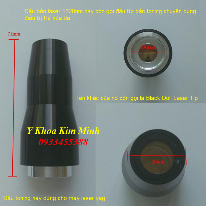 Dau ban laser toning Black Doll Tip 1320nm dung cho may ban laser yag - Y khoa Kim Minh 0933455388