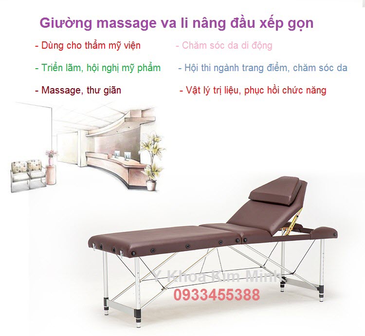 Giuong massage nang dau vali di dong xep gon 3 khuc ban tai tp hcm - Y khoa Kim Minh 0933455388