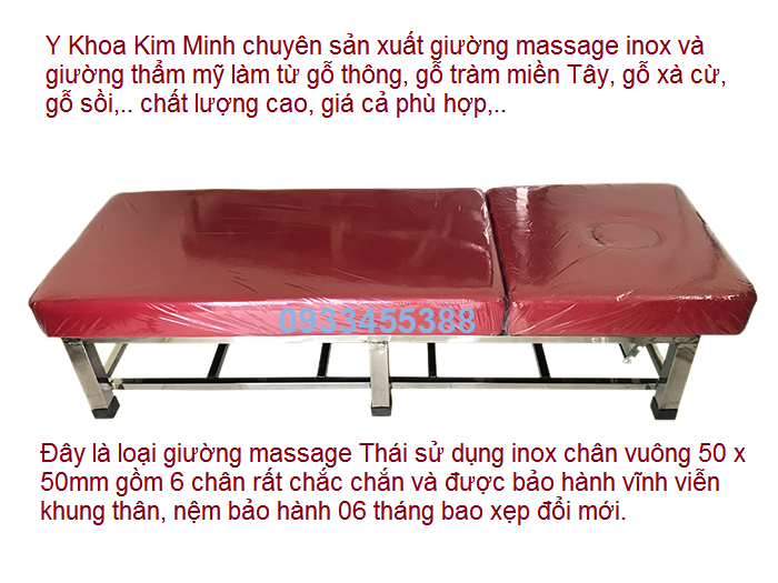 Ban giuong massage inox, giuong go tham my cham soc da, giuong massage xong hoi tai tp hochiminh Y khoa Kim Minh 0933455388
