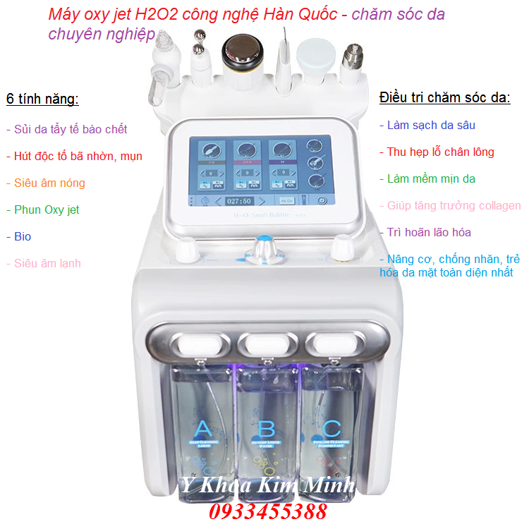 Máy oxy jet chăm sóc da chuyên nghiệp bao gồm điều trị cơ bản đến chuyên sâu H2O2 - Y Khoa Kim Minh 0933455388