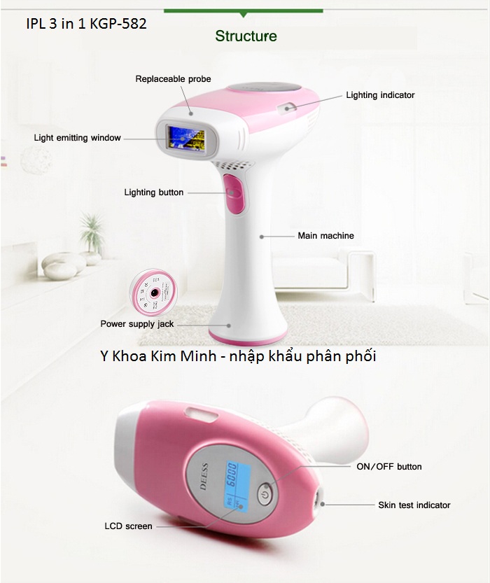 Máy triệt lông cầm tay đa năng mini KGP-582 nhập khẩu bán trực tiếp Y Khoa Kim Minh