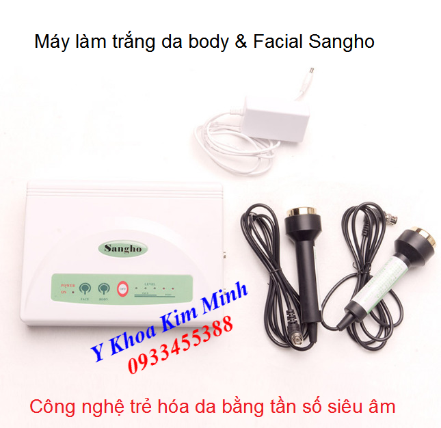 Nơi bán máy đi kem làm trắng da body và mặt facial Sangho 2 tay cầm điều trị - Y Khoa Kim Minh 0933455388
