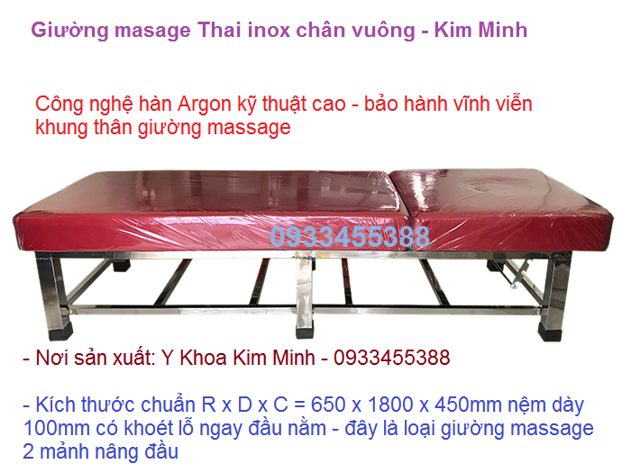 Noi ban giuong massage thai body inox chan vuong Y Khoa Kim Minh 0933455388