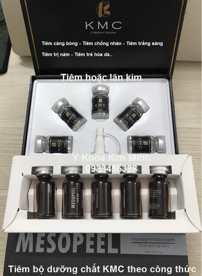 Bộ tinh chất KMC Mesopeel Hàn Quốc tiêm căng bóng, tiêm trắng sáng, tiêm trị nám  với máy tiêm EZ - Y khoa Kim Minh