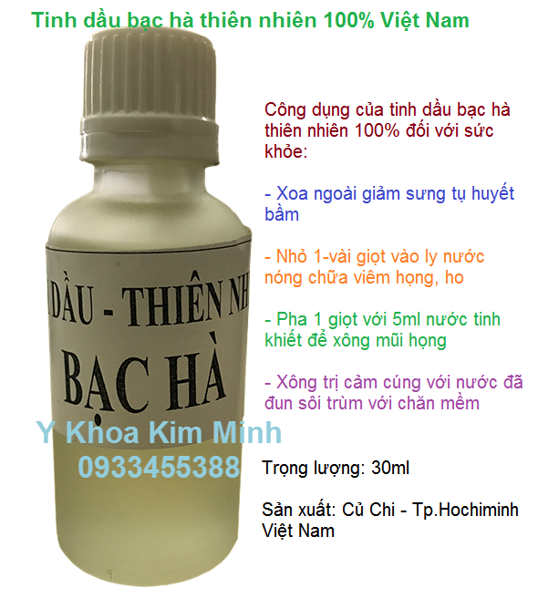 Tinh dau bac ha xong phong san xuat tai Cu Chi Tp Hochiminh ban tai Y khoa Kim Minh 0933455388
