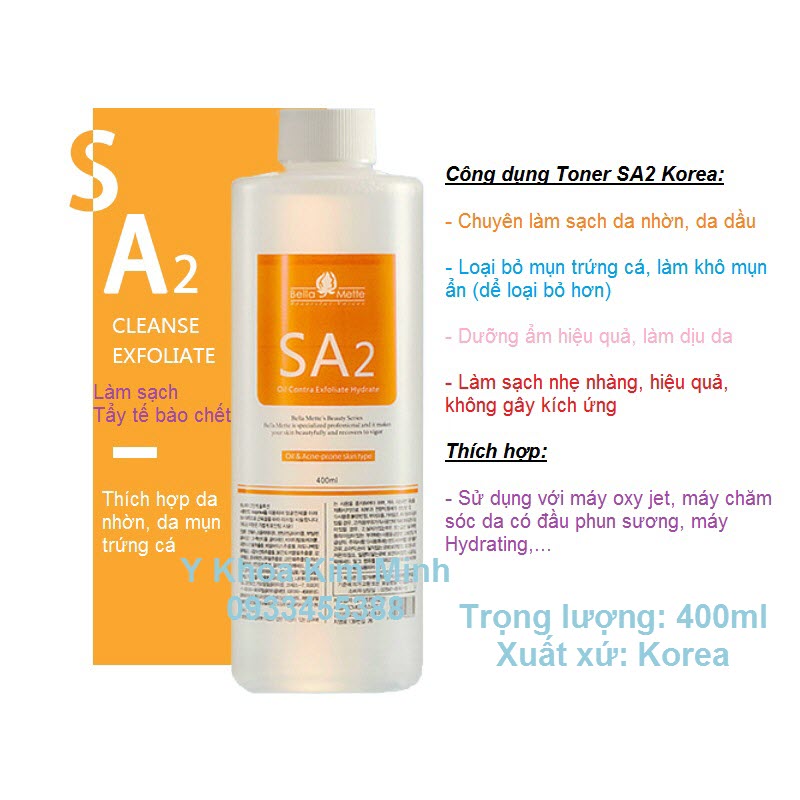 Toner SA 2 làm sạch da nhờn da mụn làm dịu da tăng độ ẩm cho da bán tại Y Khoa Kim Minh 0933455388