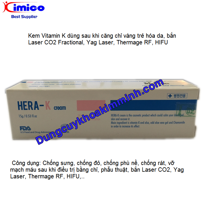 Kem Vitamin K chốn phù nề, chống sưng, chống đỏ, chống vỡ mạch máu sau khi bắn laser yag, Fractional Laser CO2, Thermage, HIFU Y Khoa Kim Minh