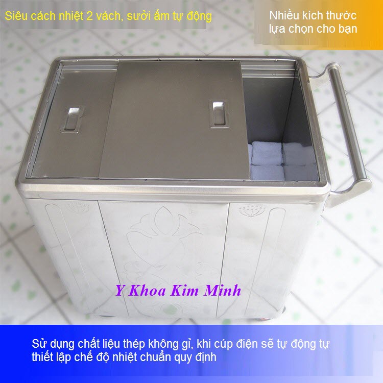 Xe day phat khan dien tu dong bang inox 304 loai 150 Lit - Y Khoa Kim Minh