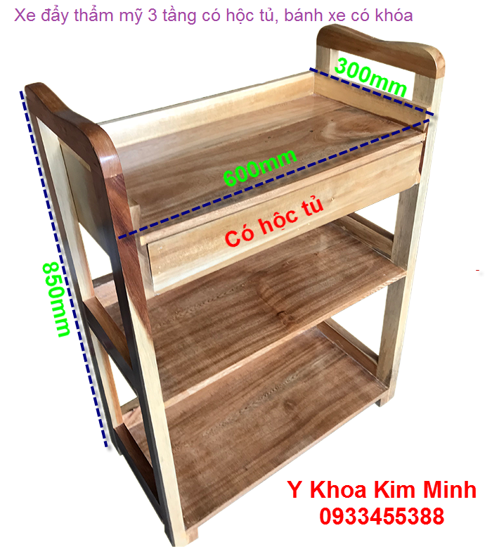 Xe đẩy thẩm mỹ bằng gỗ tràm miền tây - bán tại Y Khoa Kim Minh 0933455388