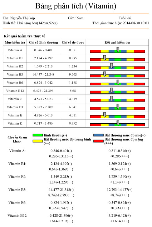 Máy đo vitamin khoáng chất trong cơ thể KG01