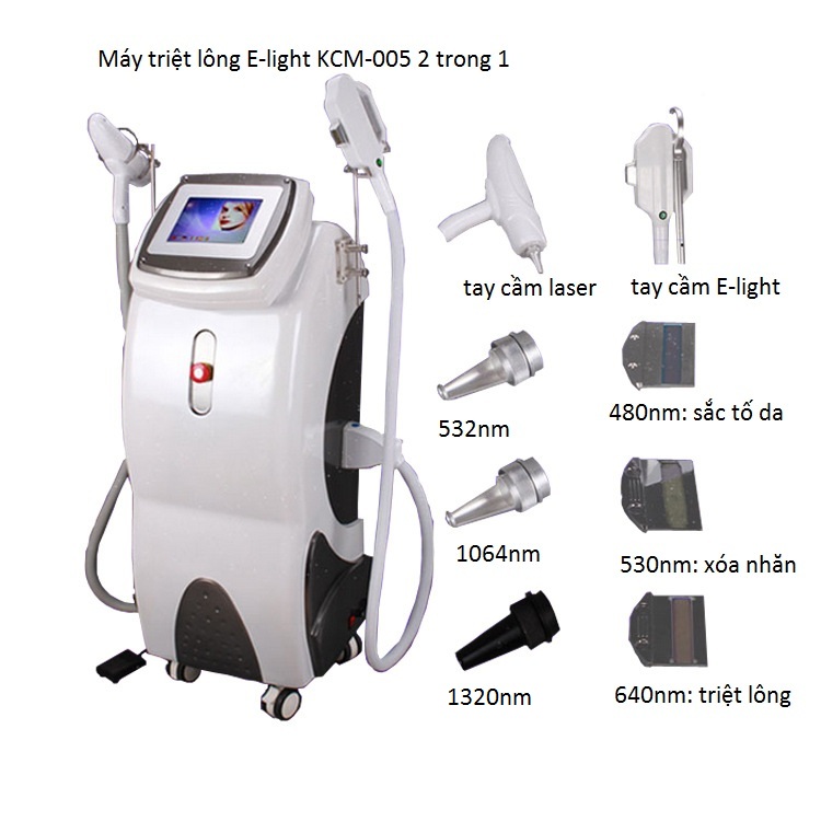 M&aacute;y triệt l&ocirc;ng vĩnh viễn E-light IPL+RF kết hợp Laser yag KCM-005