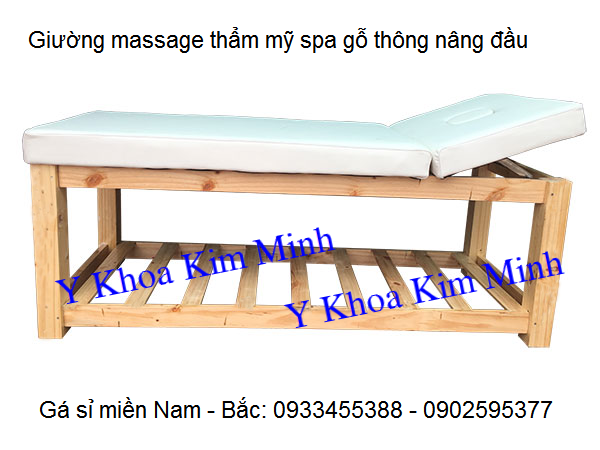 Giường massage spa gỗ thông nâng đầu GN-02