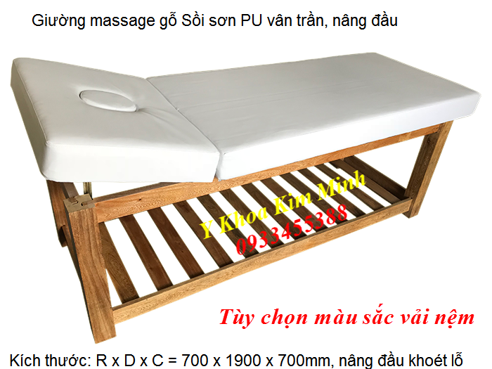 Giường gỗ sồi massage nâng đầu GS-05