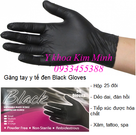 Găng tay y tế đen Black Gloves hộp 25 đôi