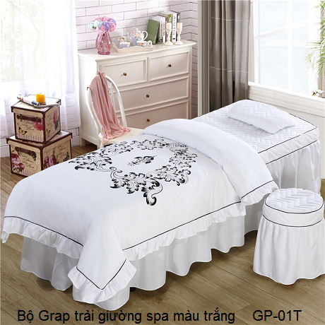 Bộ Grap trải giường spa trắng GP-01T