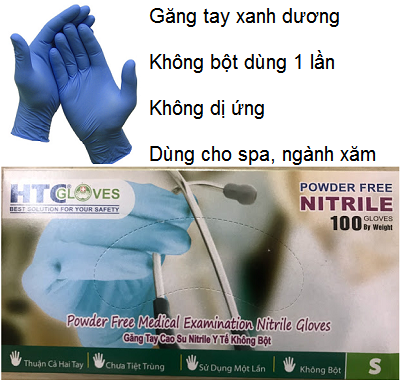 Găng tay xanh không bột Malaysia 50 đôi