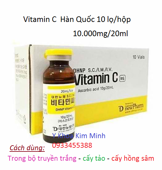 Vitamin C injection 20ml truyền trắng cấy tảo hồng sâm