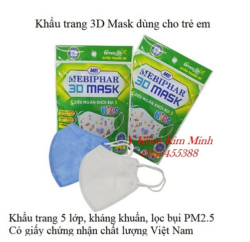 Khẩu trang y tế dùng cho em bé, trẻ em 3D Mask