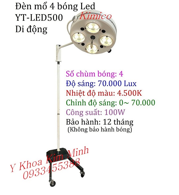 Đèn mổ y tế 4 bóng di động YT-LED500