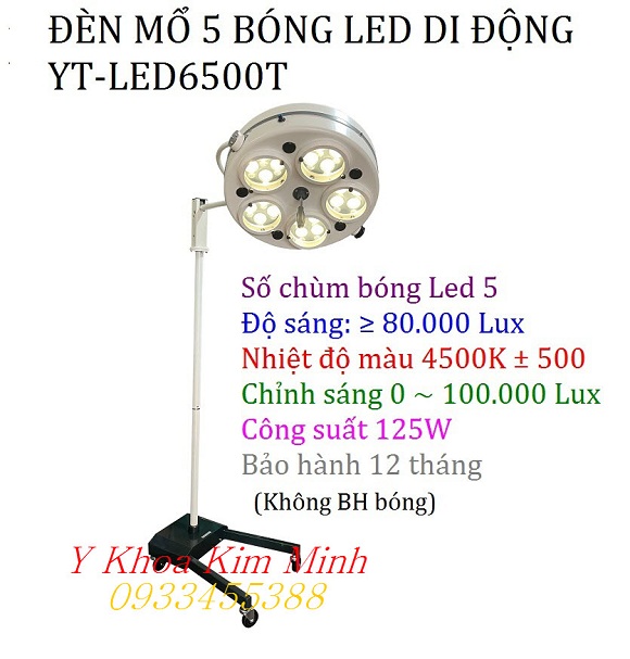 Đèn mổ 5 bóng led di động YT-LED6500T