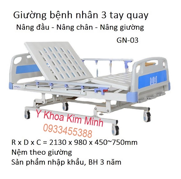 Giường bệnh nhân 3 tay quay GN-03