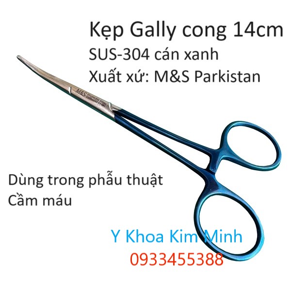 Kẹp Kelly cong 14cm cán xanh Parkistan