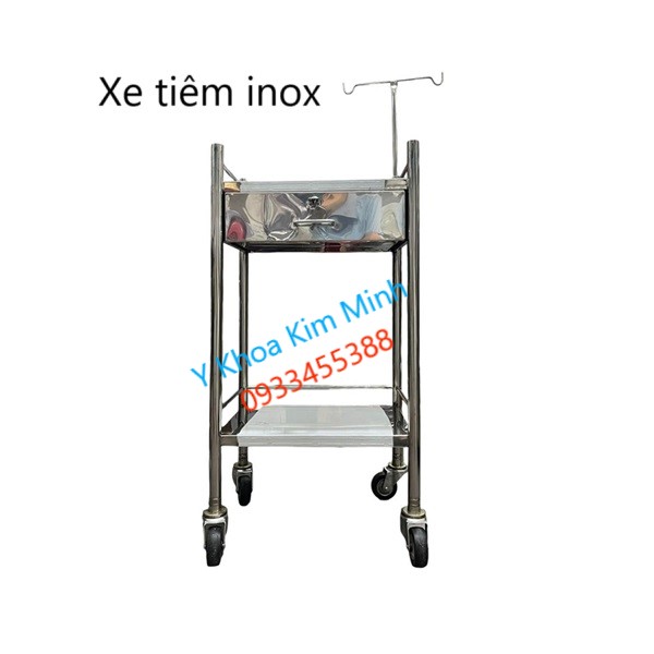 Xe tiêm inox có hộc cọc treo 30 x 40cm