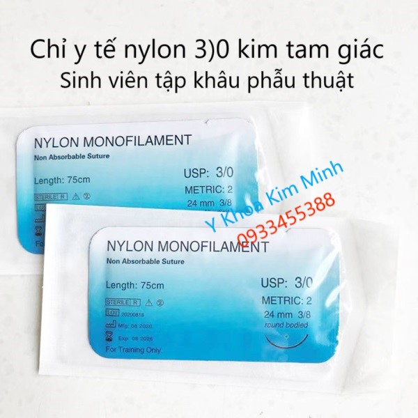 Chỉ y tế nylon 3)0 sinh viên tập khâu phẫu thuật