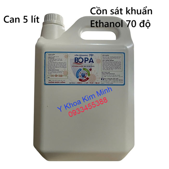 Cồn sát khuẩn Ethanol 70 độ can 5 lít BOPA