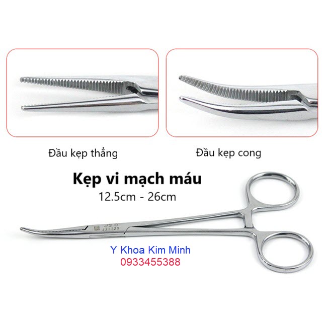Kẹp vi mạch máu 12.5 - 26cm pen thẳng cong