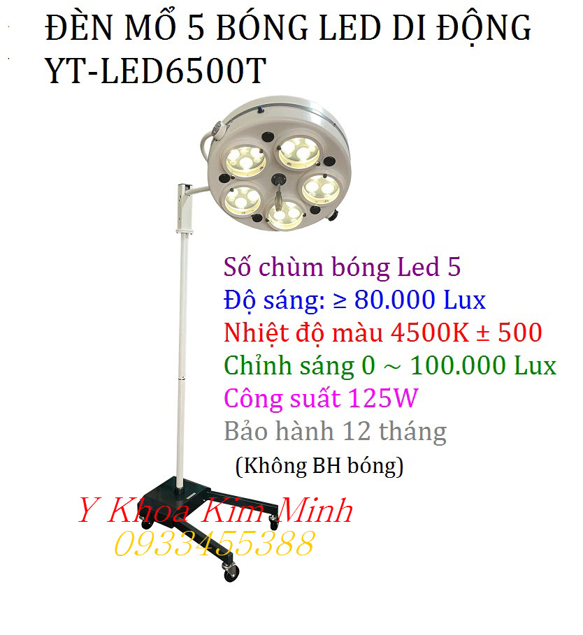 Đèn mổ 5 bóng di động YT-LED6500T