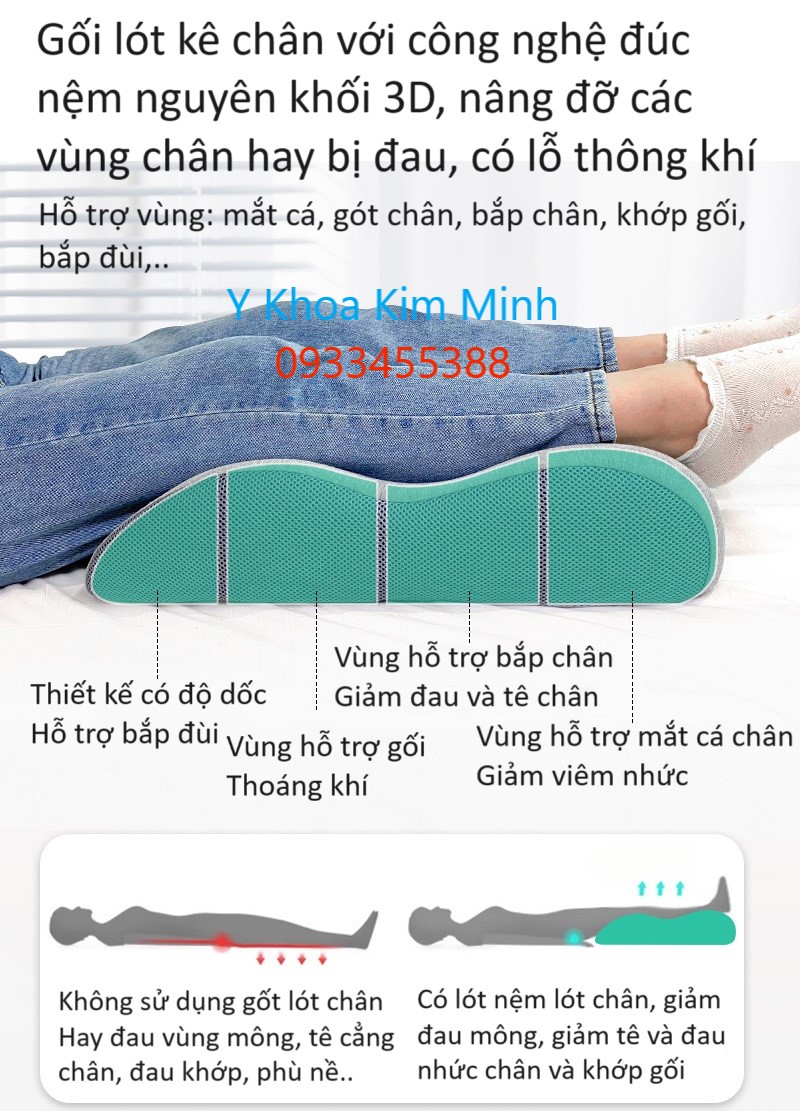 Đệm gối kê chân giảm đau nhức tê chân người bệnh đau khớp DLC5443 bán ở Y khoa Kim Minh