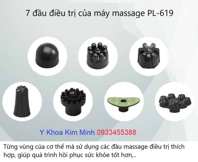 7 đầu trị liệu của máy massage tay cầm PL-619
