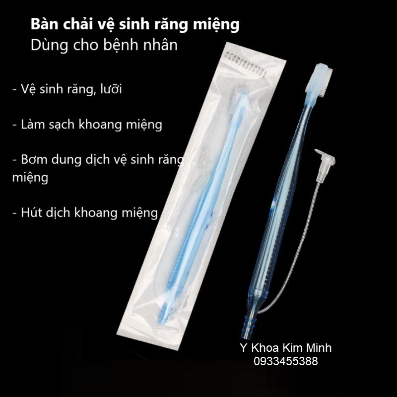 Bàn chải đầu silicon vệ sinh răng miệng bệnh nhân có hút áp suất âm