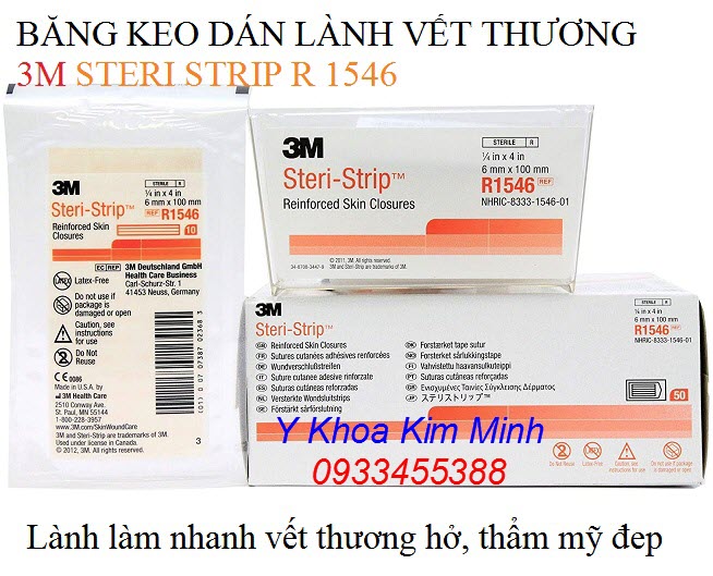 Bang keo dan lam lanh vet thuong ho 3M Steri Strip R1546 của Mỹ - Y khoa Kim Minh