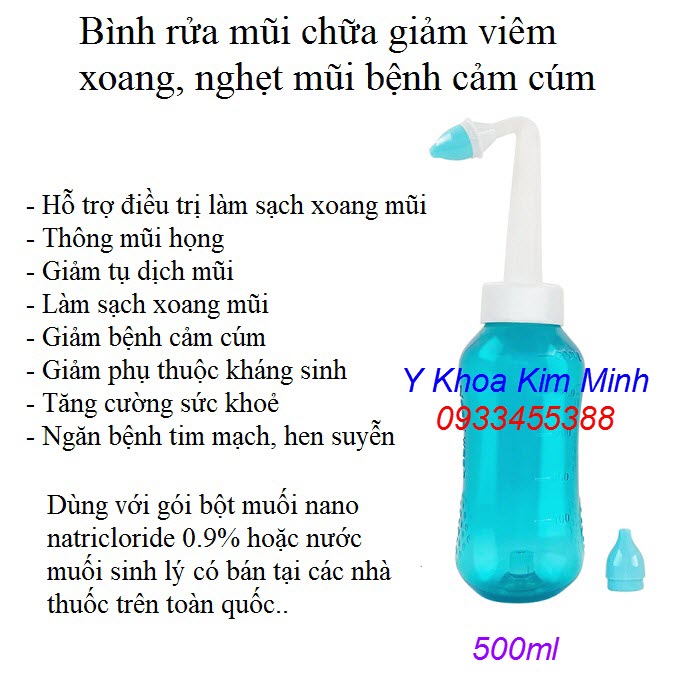 Bình đựng nước muối sinh lý rửa mũi chữa viêm xoang, giảm bệnh cảm cúm - Y Khoa Kim Minh