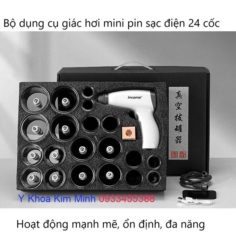 Bộ dụng cụ giạc hơi, máy giác hơi mini cầm tay pin sạc