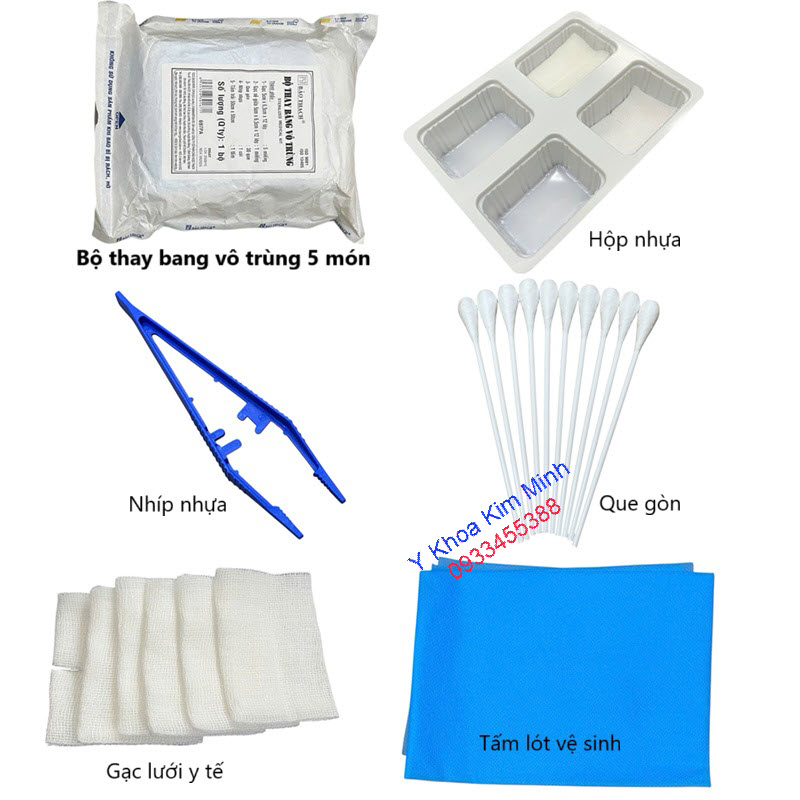 Bộ dụng cụ y tế vệ sinh vết thương Bảo Thạch 5 món