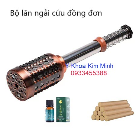 Bộ lăn ngải cứu đồng đơn gồm: cây lăn đồng đơn, tinh dầu ngải cứu, ngải cứu điếu dài đường kính cây ngải 1.8cm
