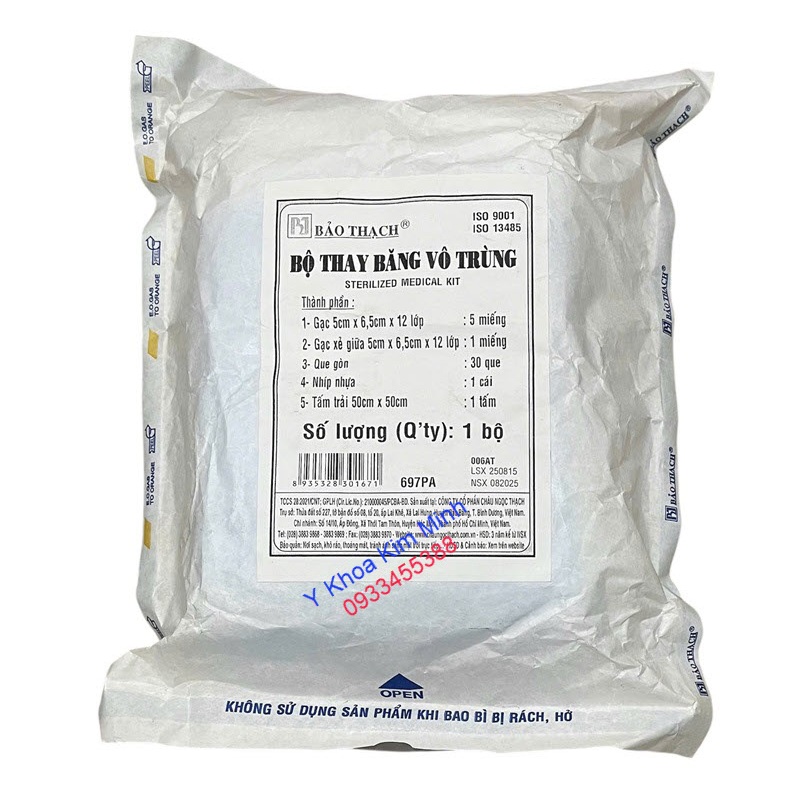 Bộ dụng cụ thay băng vô trùng 5 món Bảo Thạch đã vô trùng dùng một lần