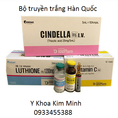 Bộ 3 truyền trắng da toàn thân Hàn Quốc vitamin C, cindella, luthione - Y khoa Kim Minh