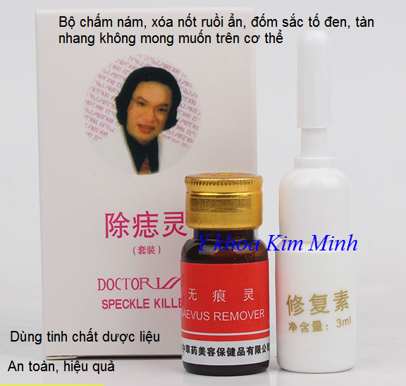 Bộ chấm nám nguyên liệu thiên nhiên hiệu quả cao - Y Khoa Kim Minh Bộ chấm nám tàn nhang gồm 2 chai đỏ trắng đang bán tại Tp Hồ Chí Minh - Y Khoa Kim Minh