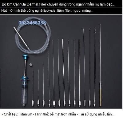 Bộ kim cannula hút mỡ tự thân dùng trong phẫu thuật thẩm mỹ với máy hút mỡ phẫu thuật - Y Khoa Kim Minh