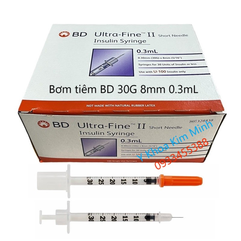 Bơm tiêm BD Ultra Fine II Insulin Syringe 30G 8mm 0.3mL