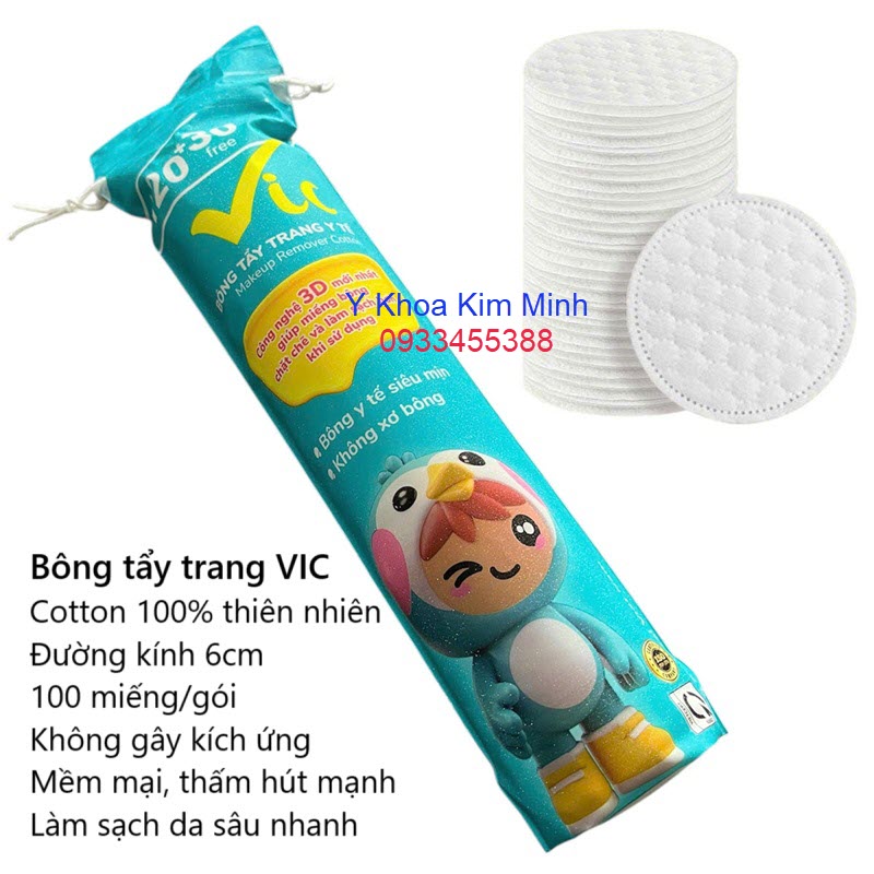Bông tẩy trang VIC công nghệ 3D làm sạch da sâu, thấm hút mạnh, không gây kích ứng da mặt