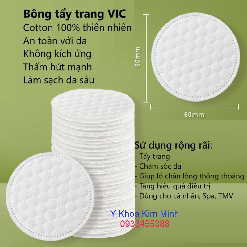 Bông tẩy trang VIC miếng tròn gói 100 cái