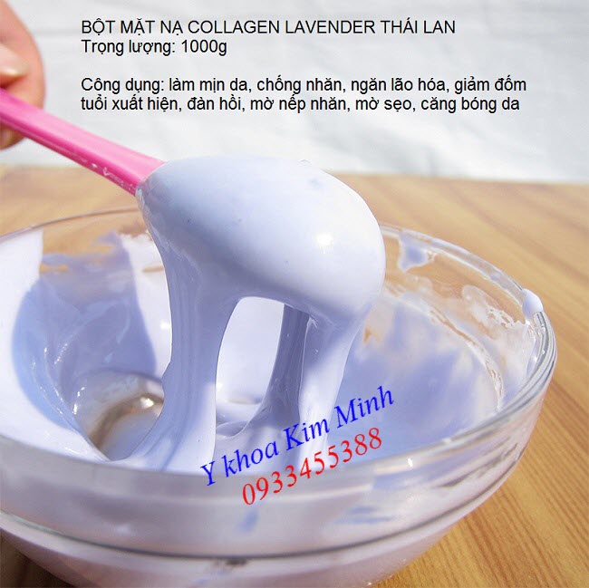 Bột mặt nạ collagen lavender Thái Lan căng bóng, làm mịn, đàn hồi, mờ nếp nhăn, chống lão hóa - Y Khoa Kim Minh 0933455388